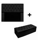 Kit Cabeceira Dubai Queen 160 cm e Calçadeira Dubai 160 cm Platinum Decor Suede Preto