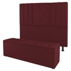 Kit Cabeceira e Baú Cama Box Casal Grace 140cm Suede Bordô - Abmaza