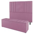 Kit Cabeceira e Baú Cama Box King Size Grace 195cm Suede Rosa - Abmaza