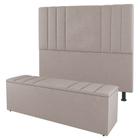 Kit Cabeceira e Baú Cama Box Queen Size Grace 160cm Suede Bege - Desk Design