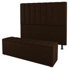 Kit Cabeceira e Baú Cama Box Solteiro Cora 90cm Suede Marrom - Desk Design