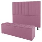 Kit Cabeceira e Baú Cama Box Solteiro Cora 90cm Suede Rosa - Abmaza