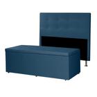 Kit Cabeceira e Calçadeira Baú Casal 1,40m Berlim Suede Azul Marinho SKY MOBILE - Dal Poz Estofados