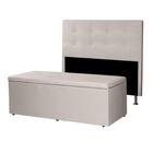 Kit Cabeceira e Calçadeira Baú Casal King 1,95m Berlim Suede Bege Dal Poz Estofados