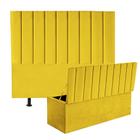 Kit Cabeceira e Calçadeira Baú King 195cm Carla Suede Amarelo - D A DECOR - D&A Decor