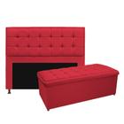 Kit Cabeceira e Calçadeira Copenhague 160 cm Queen Size Suede Vermelho - ADJ Decor