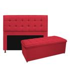 Kit Cabeceira e Calçadeira Copenhague 160 cm Queen Size Suede Vermelho AM Decor