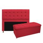 Kit Cabeceira e Calçadeira Copenhague 195 cm King Size Suede Vermelho - Doce Sonho Móveis