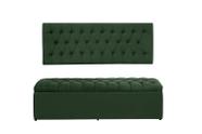 Kit Cabeceira e Calçadeira Imperatriz 100 cm Suede Verde - Renascer Decor