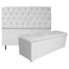 Kit Cabeceira e Calçadeira Liverpool 140 cm Casal Suede Branco - Amarena Móveis - Am Decor