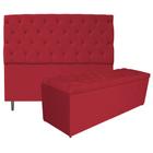 Kit Cabeceira e Calçadeira Liverpool 140 cm Casal Suede Vermelho - Amarena Móveis