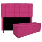 Kit Cabeceira e Calçadeira Manchester 140 cm Casal Suede Pink - Amarena Móveis