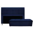 Kit Cabeceira e Calçadeira Munique 140 cm Casal Suede Azul Marinho - ADJ Decor