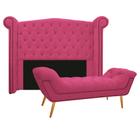 Kit Cabeceira e Calçadeira Veneza 160 cm Queen Size Sintético Pink - ADJ Decor