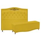 Kit Cabeceira e Calçadeira Yasmim 160 cm Queen Size Suede Amarelo - Amarena Móveis