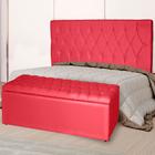 Kit Cabeceira Estofada Casal com Recamier Bau King 195 cm para Cama Box Vermelho Livia Mafer - Móveis Mafer