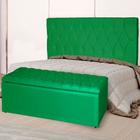 Kit Cabeceira Estofada Casal com Recamier Bau Queen 160 cm para Cama Box Verde Livia Mafer - Móveis Mafer