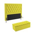 Kit Cabeceira Estofada Decorativa Centaurus 140 Para Cama de Casal e Calçadeira Sagitarius Sued Amarelo Aradecor