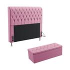 Kit Cabeceira Estofada Decorativa Para Cama Box Bellatrix 140 Cama de Casal e Calçadeira Sagitarius Sued Rosê Aradecor