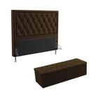 Kit Cabeceira Estofada Decorativa Para Cama Box Centaurus 195 Para Cama King Calçadeira Sagitarius Sued Marrom Aradecor