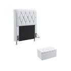 Kit Cabeceira Estofada Decorativa Sirius 90 Para Cama de Solteiro Calçadeira Sagitarius Couro Artificial Branco Aradecor