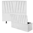 Kit Cabeceira Estofada e Calçadeira Baú Recamier Bélgica 140cm Casal Padrão Sintético Branco - Ahazzo Móveis