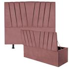 Kit Cabeceira Estofada e Calçadeira Baú Recamier Bélgica 160cm Queen Size Suede Rose Gold - Ahazzo Móveis