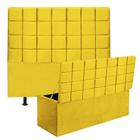 Kit Cabeceira Estofada e Calçadeira Baú Recamier Clara 140cm Casal Padrão material sintético Amarelo - Ahazzo Móveis