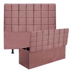 Kit Cabeceira Estofada e Calçadeira Baú Recamier Clara 160cm Queen Size Suede Rose Gold - Ahazzo Móveis