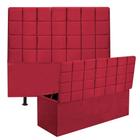 Kit Cabeceira Estofada e Calçadeira Baú Recamier Clara 195cm King Size material sintético Vermelho - Ahz Móveis