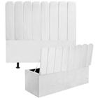 Kit Cabeceira Estofada e Calçadeira Baú Recamier Dallas 160cm Queen Size Sintético Branco - Ahz Móveis