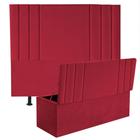 Kit Cabeceira Estofada e Calçadeira Baú Recamier Grécia 160cm Queen Size Sintético Vermelho - Ahz Móveis