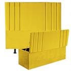 Kit Cabeceira Estofada e Calçadeira Baú Recamier Grécia 195cm King Size material sintético Amarelo - Ahz Móveis