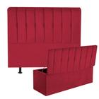 Kit Cabeceira Estofada e Calçadeira Baú Recamier Kiara 140cm Casal Padrão Suede Vermelho - Ahz Móveis