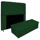 Kit Cabeceira Estofada Mel Cama Box King 195 cm mais Calçadeira Baú Mel com Capitonê Suede Verde para Quarto - AM Decor