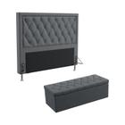 Kit Cabeceira Estofada Para Cama Box Centaurus 160 Para Cama Queen e Calçadeira Sagitarius Sued Cinza Aradecor