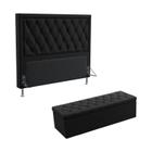 Kit Cabeceira Estofada Para Cama Box Centaurus 195 Para Cama King e Calçadeira Sagitarius Sued Preto Aradecor