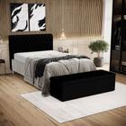 Kit Cabeceira Estofada Sirius 195 Para Cama King e Calçadeira Sagitarius Sued Preto Aradecor