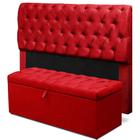 Kit Cabeceira Mais Calçadeira Baú Casal Queen 160cm Para Cama Box Paris Suede Vermelho - DS Estofados - Estopar