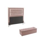 Kit Cabeceira Pegasus 195 King Decorativa e Calçadeira Sagitarius N-031 Veludo Rosê Claro Aradecor