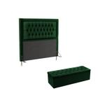 Kit Cabeceira Pegasus 195 Modulada Estofada e Calçadeira Sagitarius N-026 Veludo Verde Aradecor