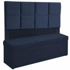 Kit Cabeceira Poliana+ Calçadeira Kiara Queen 160 CM Suede Azul Marinho - D A Decor