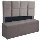 Kit Cabeceira Poliana+ Calçadeira Kiara Queen 160 CM Suede Cinza - D A Decor