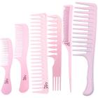 Kit Cabeleireiro 6 Pentes Para Penteados Desembaraçar *Rosa