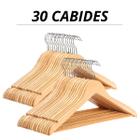 Kit Cabide de madeira para Roupas Calças Camisas Adulto 30 Unidades