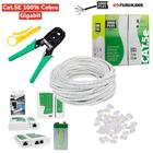 Kit cabo de rede br 50m furukawa alicate+testador+50rj45+bat 9v branco