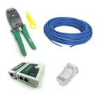 Kit Cabo de rede Nexans 20 Metros Alicate Testador 10xRJ45 Cat5e