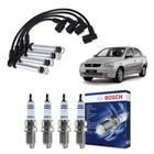 Kit Cabo E Vela de Ingnição Original Bosch Chevrolet Corsa Sedan 1.8 MPFI 8V Flexpower 2003 a 2009