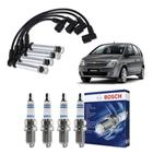 Kit Cabo E Vela de Ingnição Original Bosch Chevrolet Meriva 1.4 8V Econo.Flex 2008 a 2012