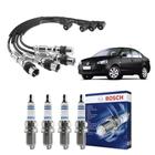 Kit Cabo E Vela de Ingnição Original Bosch Volkswagen Polo Sedan 1.6 8V Total Flex 2008 a 2014